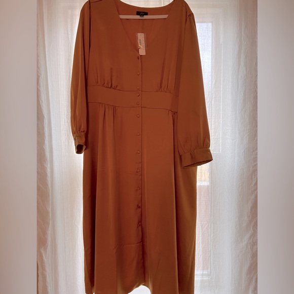 NWT JCrew Long Sleeve Flowy Dress in Dark Yellow/Golden Color - Sz 22 - Picture 1 of 5